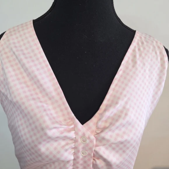 Ganni NWT pink gingham maxi dress Sz 14 ( See Measurements. Suits Smaller) - Picture 12 of 14